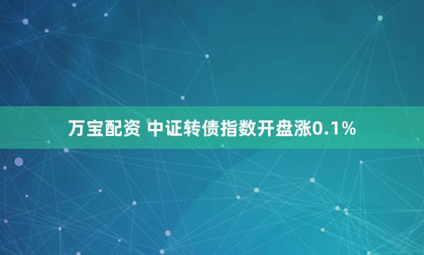 万宝配资 中证转债指数开盘涨0.1%